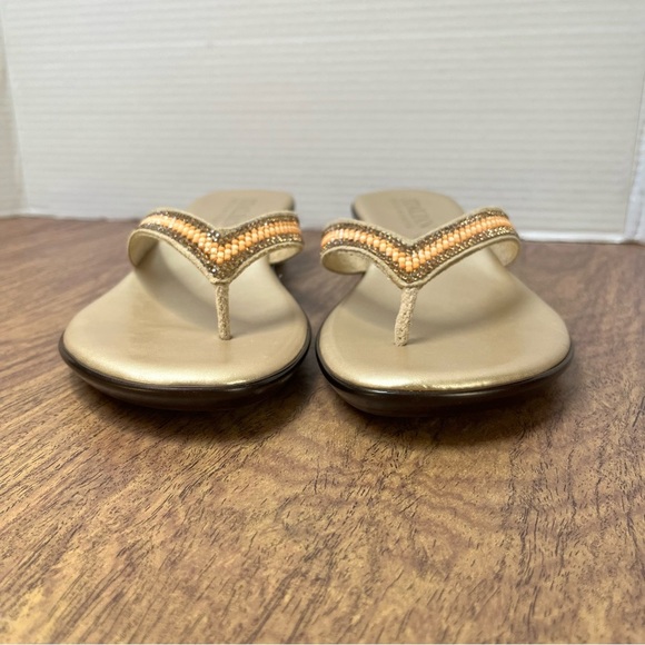 Italian Shoemakers Jewel Bead Gold Wedge Sandals Size 9 - Picture 5 of 13